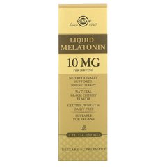 Мелатонін, рідкий натуральний, чорна вишня, Liquid Melatonin, Natural Black Cherry Flavor, Solgar, 10 мг, 59 мл, SOL-50380