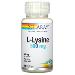 Лізин Solaray (L-Lysine) 500 мг 60 капсул, SOR-04940