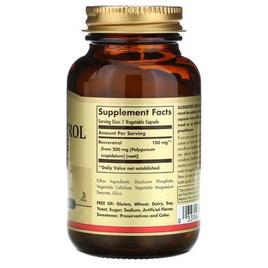 Ресвератрол Solgar (Resveratrol) 100 мг 60 капсул, SOL-02335