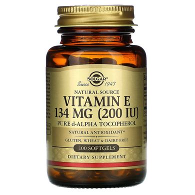 Витамин E чистый токоферол Solgar (Vitamin E) 200 ME 100 капсул, SOL-03481