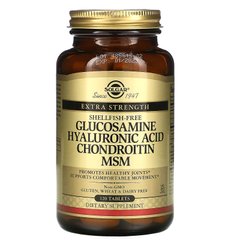 Глюкозамин, гиалуроновая кислота, хондроитин и МСМ, Glucosamine Hyaluronic Acid Chondroitin MSM, Solgar, 120 таблеток, SOL-01317