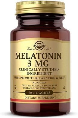 Мелатонин, Melatonin, Solgar, 3 мг, 60 таблеток, SOL-01934