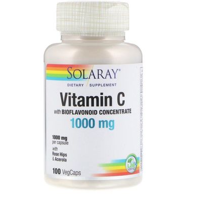 Вітамін С з біофлавоноїдами концентрат Solaray (Vitamin C) 1000 мг 100 капсул, SOR-04440