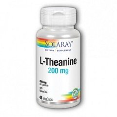 L-теанин с зеленым чаем, L-Theanine, Solaray, 200 мг, 45 вегетарианских капсул, SOR-04992