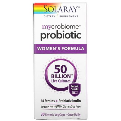 Пробиотики для женщин, Mycrobiome Probiotic Womens Formula, Solaray, 30 капсул, SOR-73720