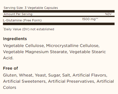 L- глютамин Solgar (L-Glutamine) 500 мг 50 капсул, SOL-01320