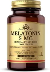 Мелатонін, Melatonin, Solgar, 5 мг, 60 таблеток, SOL-01936