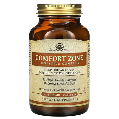 Комфорт зона, Пищеварительный комплекс, Comfort Zone Digestive Complex, Solgar, 90 вегетарианских капсул, SOL-51299