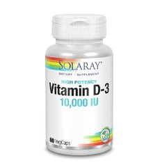 Вітамін D3 Solaray (Vitamin D3) 10000 МО 60 капсул, SOR-75250