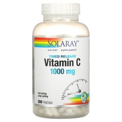 Вітамін C з уповільненим вивільненням, Vitamin C, Solaray, 1000 мг, 250 вегетаріанських капсул, SOR-04451