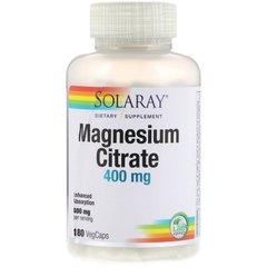 Цитрат магнію Solaray (Magnesium Citrate) 400 мг 180 капсул, SOR-37402