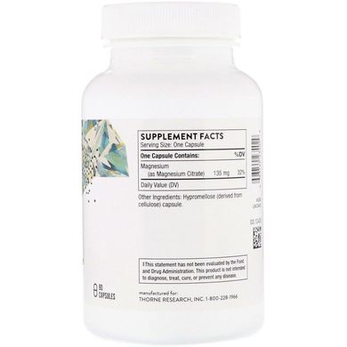 Цитрат магнію Thorne Research (Magnesium Citrate) 135 мг 90 капсул, THR-23402