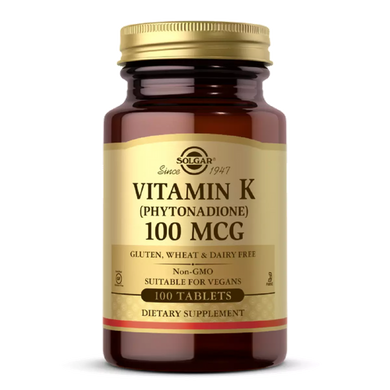 Вітамін К Solgar (Vitamin K) 100 мкг 100 таблеток, SOL-03600