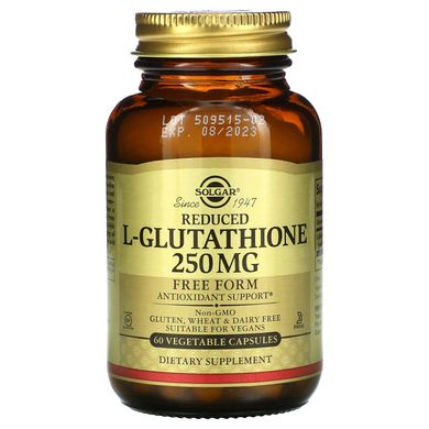 Вільний L-глутатіон Solgar (Reduced L-Glutathione) 250 мг 60 капсул, SOL-01351