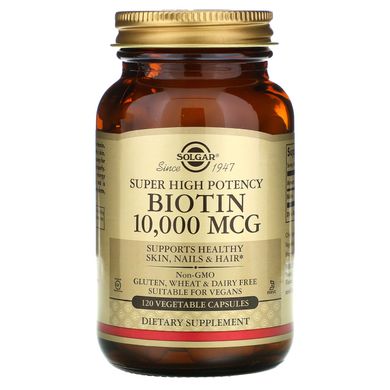 Биотин Solgar (Biotin Super High Potency) 10000 мкг 120 капсул, SOL-52392