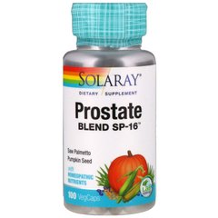 Препарат для здоровья простаты, Prostate Blend SP-16, Solaray, 100 вегетарианских капсул, SOR-02160