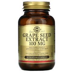 Екстракт виноградних кісточок Solgar (Grape Seed Extract) 100 мг 60 капсул, SOL-01356