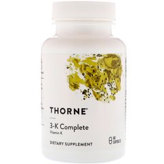 Вітамін 3-К, 3-K Complete, Thorne Research, 60 капсул, Thorne Research, 60 капсул, THR-00661