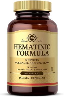 Гематиновая формула Solgar (Hematinic Formula) 100 таблеток, SOL-01380