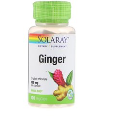 Корень имбиря, Ginger Root, Solaray, 550 мг, 100 капсул, SOR-01300