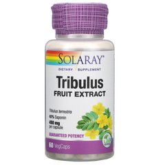 Трибулус для мужчин, Tribulus Extract, Solaray, 450 мг, 60 вегетарианских капсул, SOR-03797