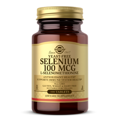 Селен, бездрожжевой, Selenium, Yeast-Free, Solgar, 100 таблеток, SOL-02551