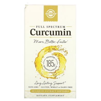 Куркумін повного спектра, Full Spectrum Curcumin, Solgar, 60 м'яких желатинових капсул з рідким екстрактом всередині, SOL-54707