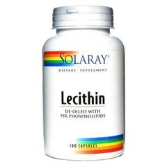 Лецитин из сои, Lecithin, Solaray, 1000 мг, 100 капсул, SOR-08300