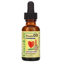 Жидкий витамин D3 ChildLife (Vitamin D3 Drops) 500 ME 26.9 мл со вкусом ягод, CDL-10900