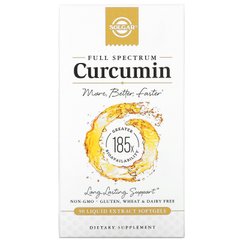 Весь спектр куркумина, Full Spectrum Curcumin, Solgar, 90 м'яких капсул з рідким екстрактом, SOL-54708