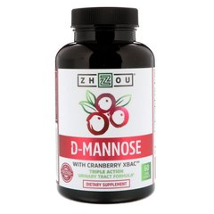 Д-Манноза с клюквой Zhou Nutrition (D-Mannose with Cranberry XBAC) 60 капсул, ZHO-00608