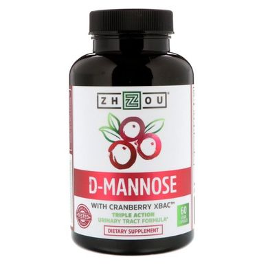 Д-Манноза з журавлиною Zhou Nutrition (D-Mannose with Cranberry XBAC) 60 капсул, ZHO-00608