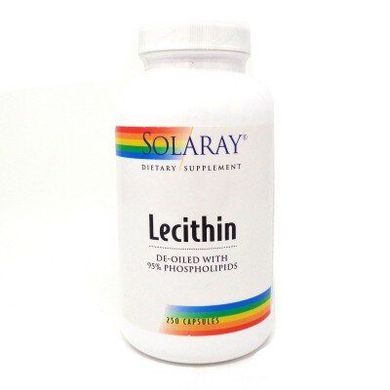 Лецитин із сої, Lecithin, Solaray, 1000 мг, 250 капсул, SOR-08301