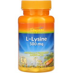 L-лизин, L-Lysine, Thompson, 500 мг, 60 таблеток, THO-19750