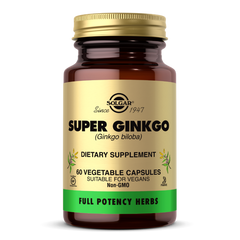 Гинкго Билоба супер, Super Ginkgo (Full Potency Herbs), Solgar, 90 мг, 60 капсул, SOL-03914