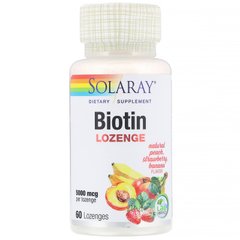 Биотин Solaray (Biotin) 5000 мкг со вкусом персика клубники и банана 60 леденцов, SOR-43545