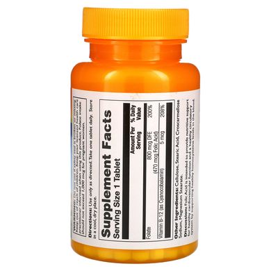 Фолиевая кислота и Витамин B12 Thompson (Folic acid with vitamin B12) 800 мкг/5 мкг 30 жевательных таблеток, THO-19895