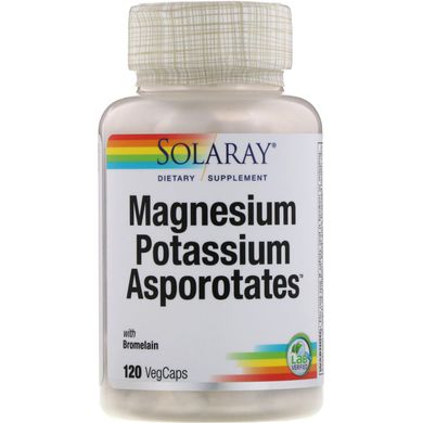 Магний и калий Asporotates Solaray (Magnesium Potassium Asporotates) 120 капсул, SOR-04517