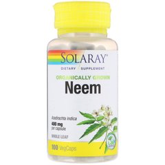 Ним органик Solaray (Neem) 400 мг 100 вегетарианских капсул, SOR-94138