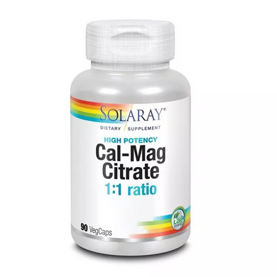 Кальций и Магний Solaray (Cal-Mag Citrate) 90 капсул, SOR-04524