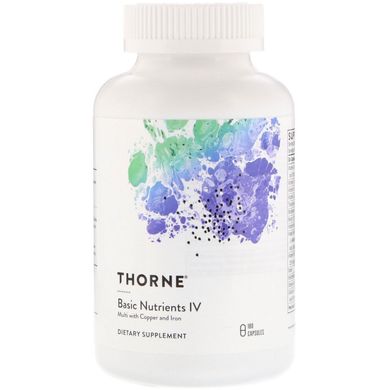 Мультивітаміни c міддю і залізом Thorne Research (Basic Nutrients IV with Copper and Iron) 180 капсул, THR-00706