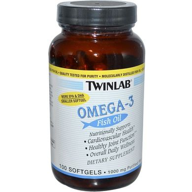 Омега-3 рыбий жир Twinlab (Omega-3 Fish oil) 100 капсул, TWL-03217