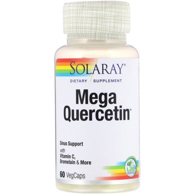 Мега кверцетин, Mega Quercetin, Solaray, 1200 мг, 60 вегетаріанських капсул, SOR-44686