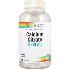 Цитрат кальцію Solaray (Calcium Citrate) 1000 мг 240 капсул, SOR-45852