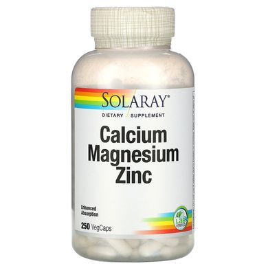 Кальцій магній і цинк Solaray (Calcium Magnesium Zinc) 250 капсул, SOR-04561