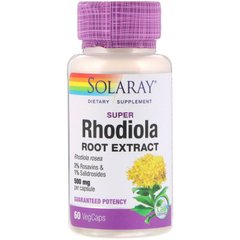 Экстракт корня родиолы Solaray (Rhodiola root extract) 500 мг 60 капсул, SOR-11107