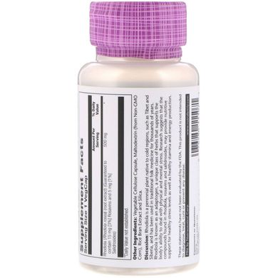 Екстракт кореня родіоли Solaray (Rhodiola root extract) 500 мг 60 капсул, SOR-11107