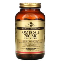 Омега-3, EPA і DHA, подвійна сила, Omega-3, EPA & DHA, Double Strength, Solgar, 700 мг, 120 капсул, SOL-02053