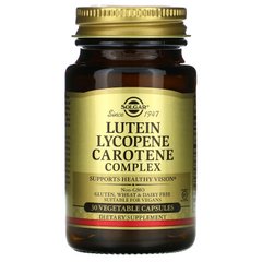 Комплекс с лютеином, ликопином и каротином, Lutein Lycopene Carotene Complex, Solgar, 30 растительных капсул, SOL-01671