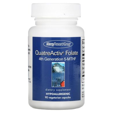 Фолієва кислота, 4-е покоління 5-MTHF, QuatreActiv Folate, Allergy Research Group, 90 капсул, ALG-76530